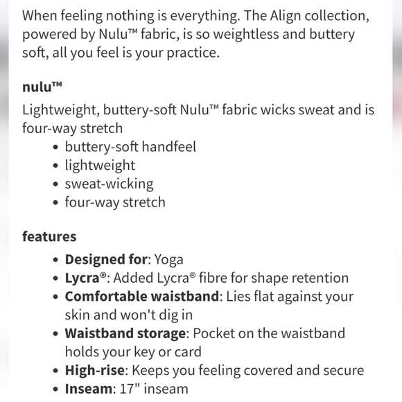 EUC Ladies Lululemon Align High-Rise Crop 17" size 2 - Picture 5 of 8